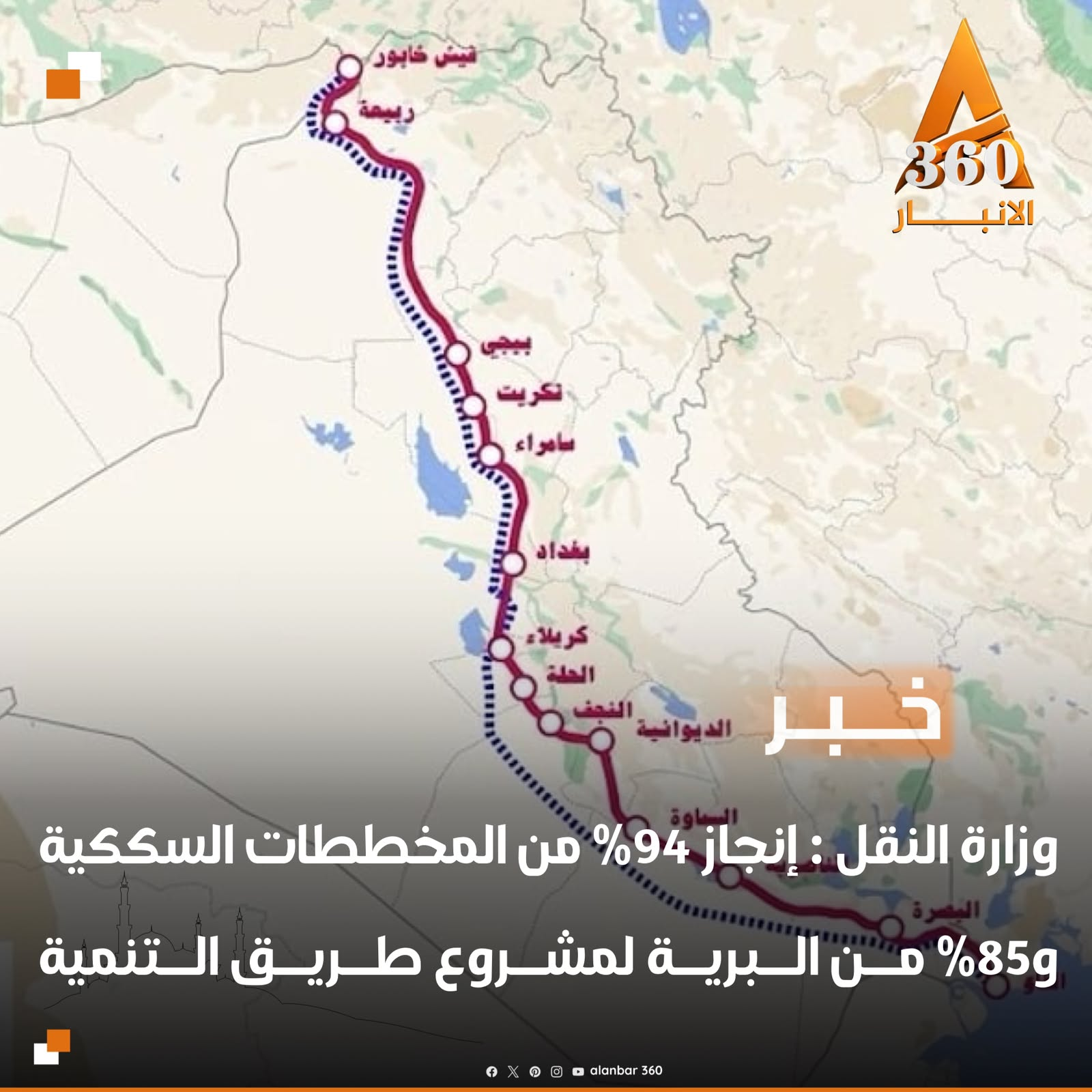 وزارة النقل عن انجاز 94% من مخططات الخط السككي