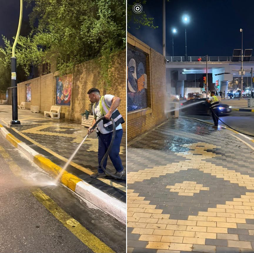 امين بغداد يوجة الكوادر البلدية بالتنظيف المسائي